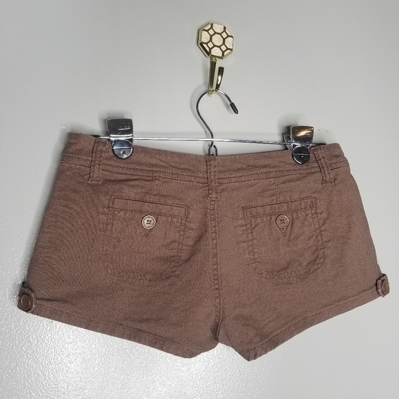 Heritage 1981 Brown Linen Shorty Shorts Juniors 3 - Picture 5 of 10